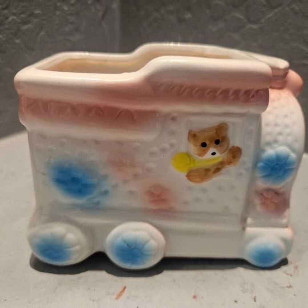 Ceramic Baby Train Planter Pot 5" x 3"